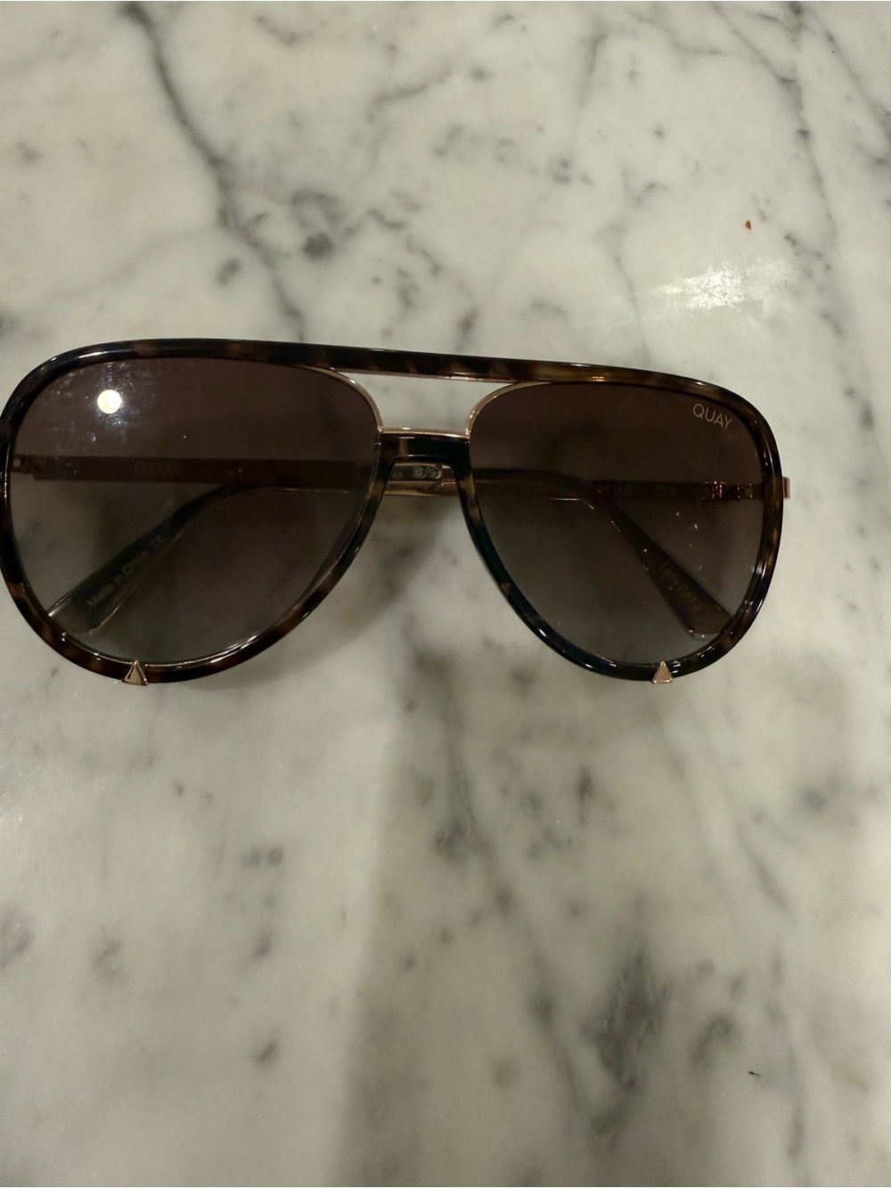 Quay Australia Tortoiseshell Aviator Sunglasses - Dark Brown Lenses